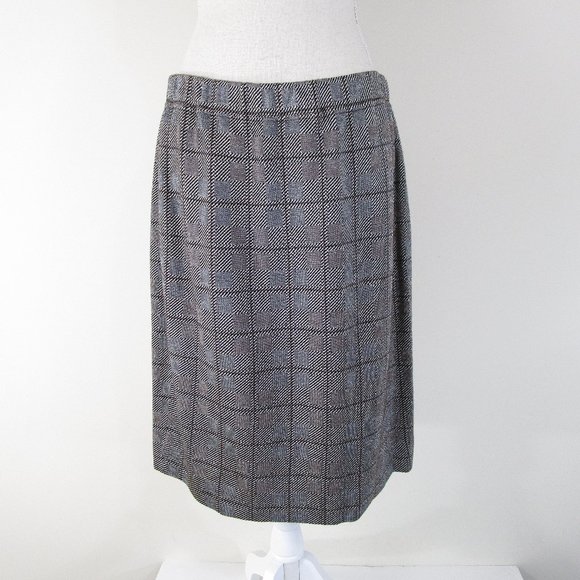 St. John Collection Metallic Gray Plaid Double Breasted Skirt Suit 10 Formal - Picture 13 of 16